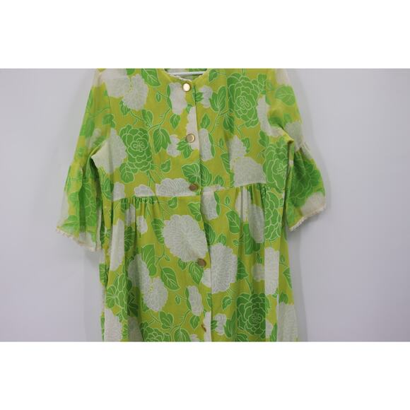 Vintage Green Floor Length Floral Cotton Dress - Picture 6 of 12